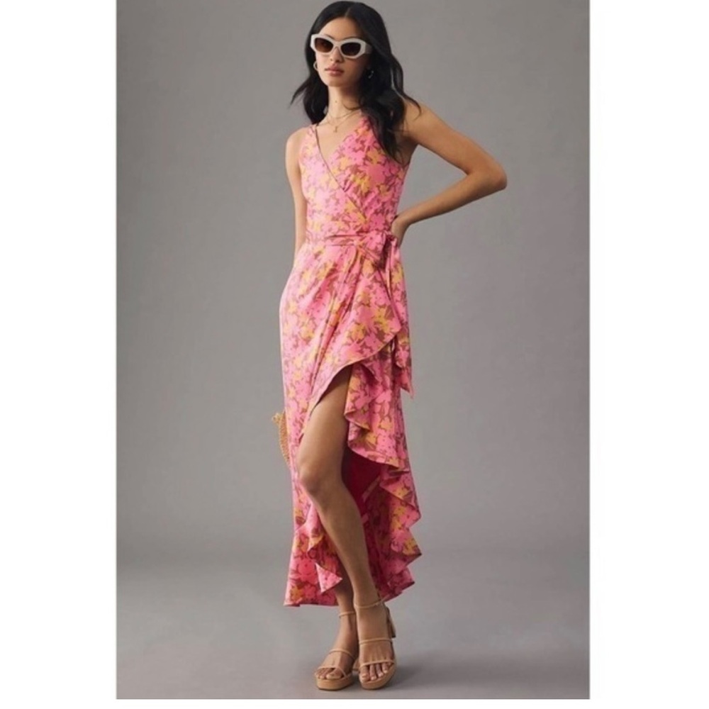Hutch Hot Pink Tansy Ruffle Wrap dress 
Size S